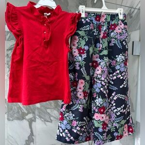 Janie and Jack Red Ruffle Top and Navy Palazzo Pants